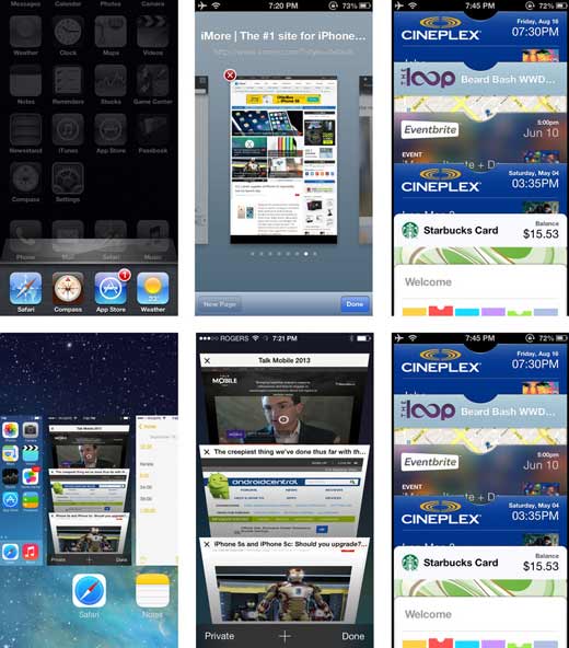 iOS 7 versus  iOS 6 - Les écrans de navigation